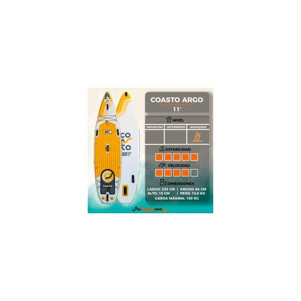 Tabla Paddle Surf Coasto Argo 11.0″ – Doble Capa TTS